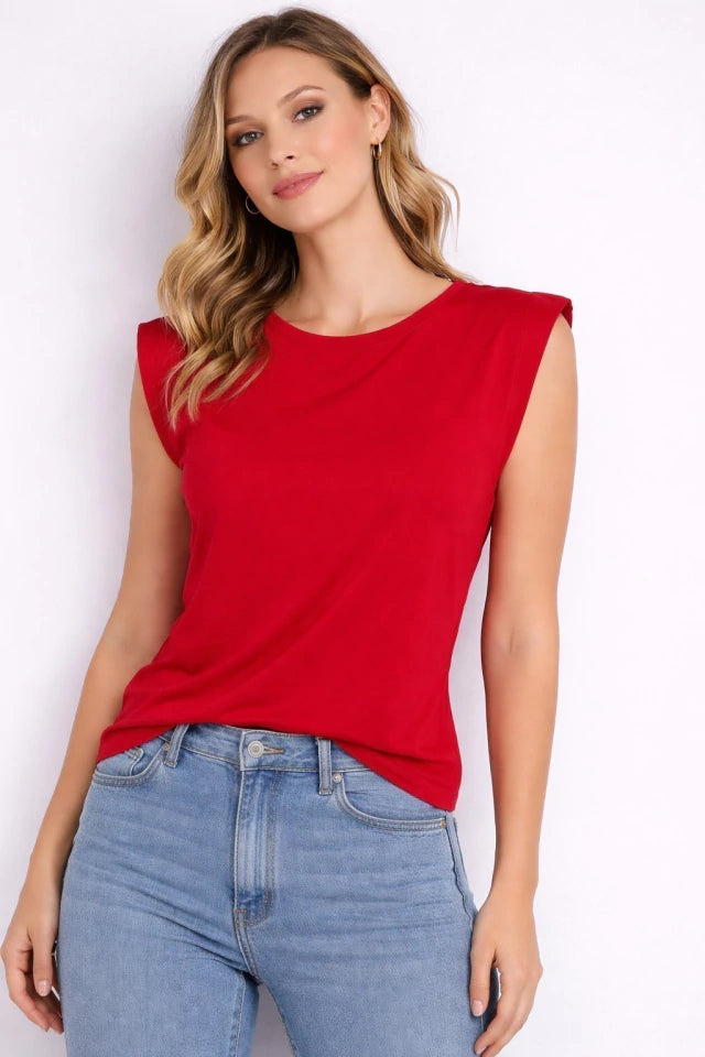 Blusa sin mangas con hombreras